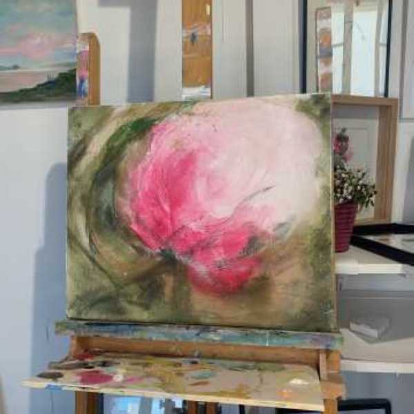 Au jardin 2 technique mixte sur toile 46x38cm 250