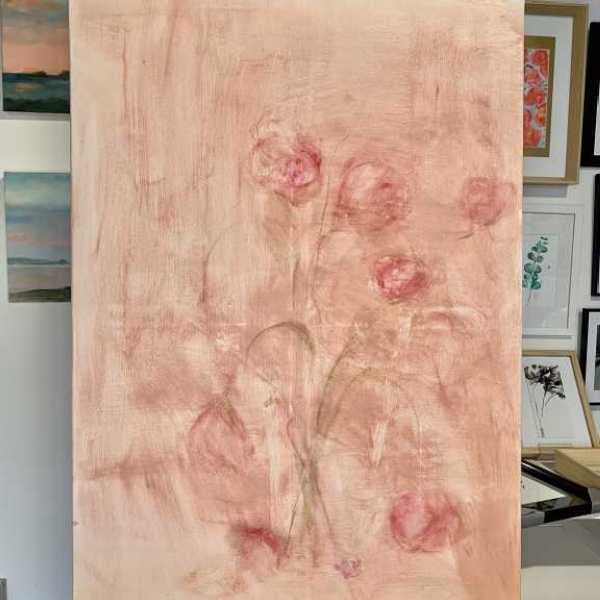 le bouquet technique mixte sur toile 70x100cm  800