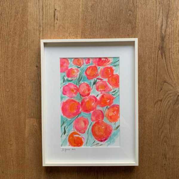 POP aquarelle et encre sur papier encadr 30x40cm 100