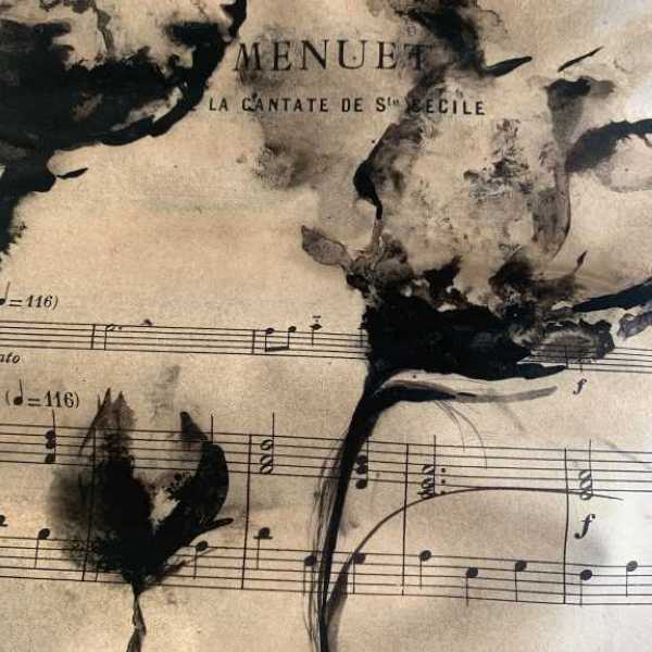 encre de chine sur partition annes 50 encadr 40x50 cm 150