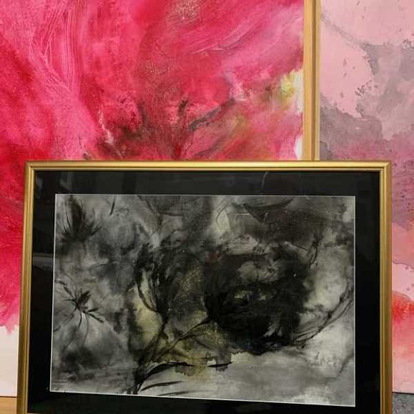 encre de chine et encre dore sur papier encadr  50x70cm 170 (sold)