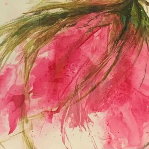Fleurir encre sur papier encadre 50x40cm 150
